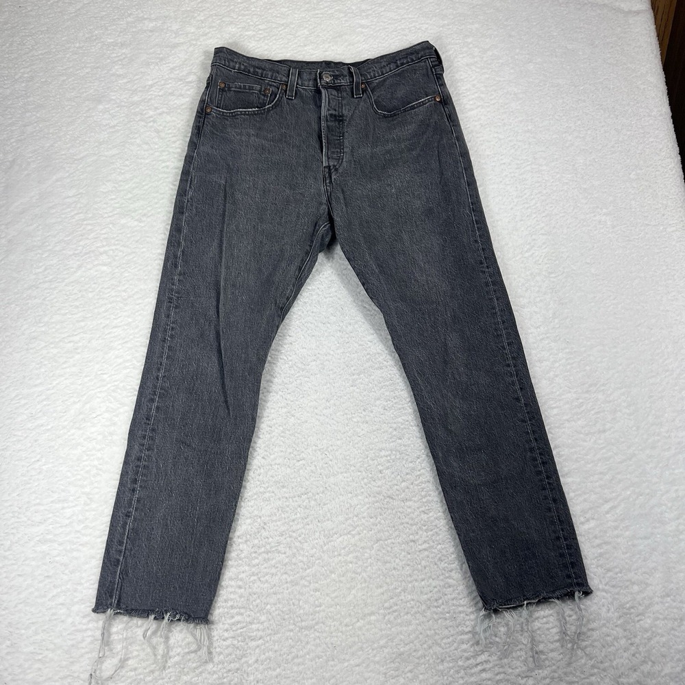 Levi's 501S Premium Jeans Women's 30x28 (30x27) Gray Charcoal Wash Button Fly